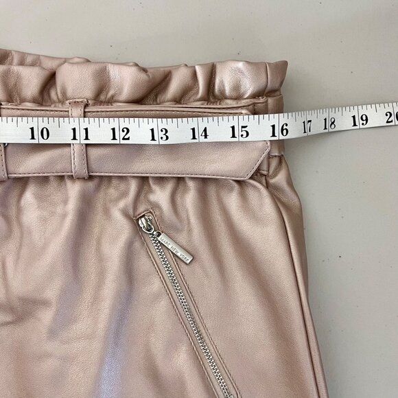 Marc New York Size M Light Pink Metallic Faux Leather Skirt Belt Zippers NWT - Picture 11 of 13